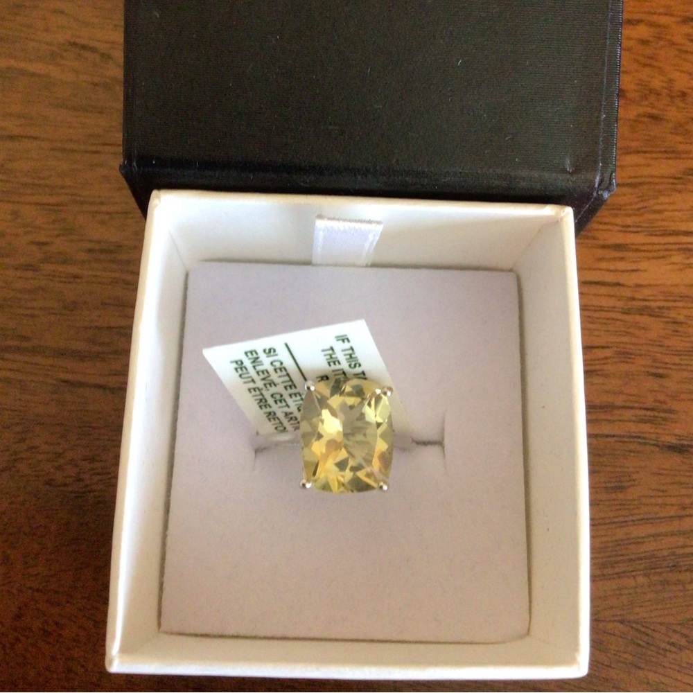 Sterling Silver Cushion Cut Lemon Quartz Solitaire Ring